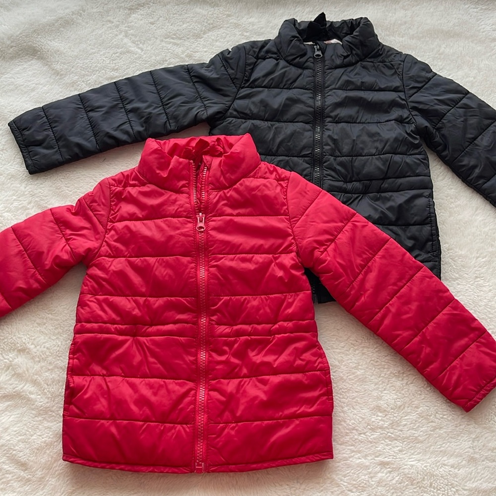 H&M Kids Packable Light Bubble Jacket Red & Black Girls Size 3-4Y Lot2